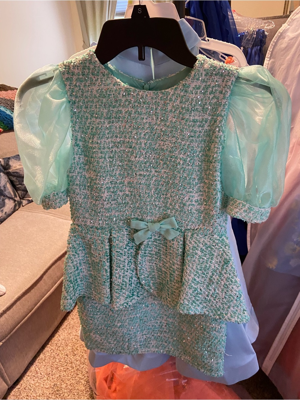 Girls Mint Tweed Party/ pageant interview Dress